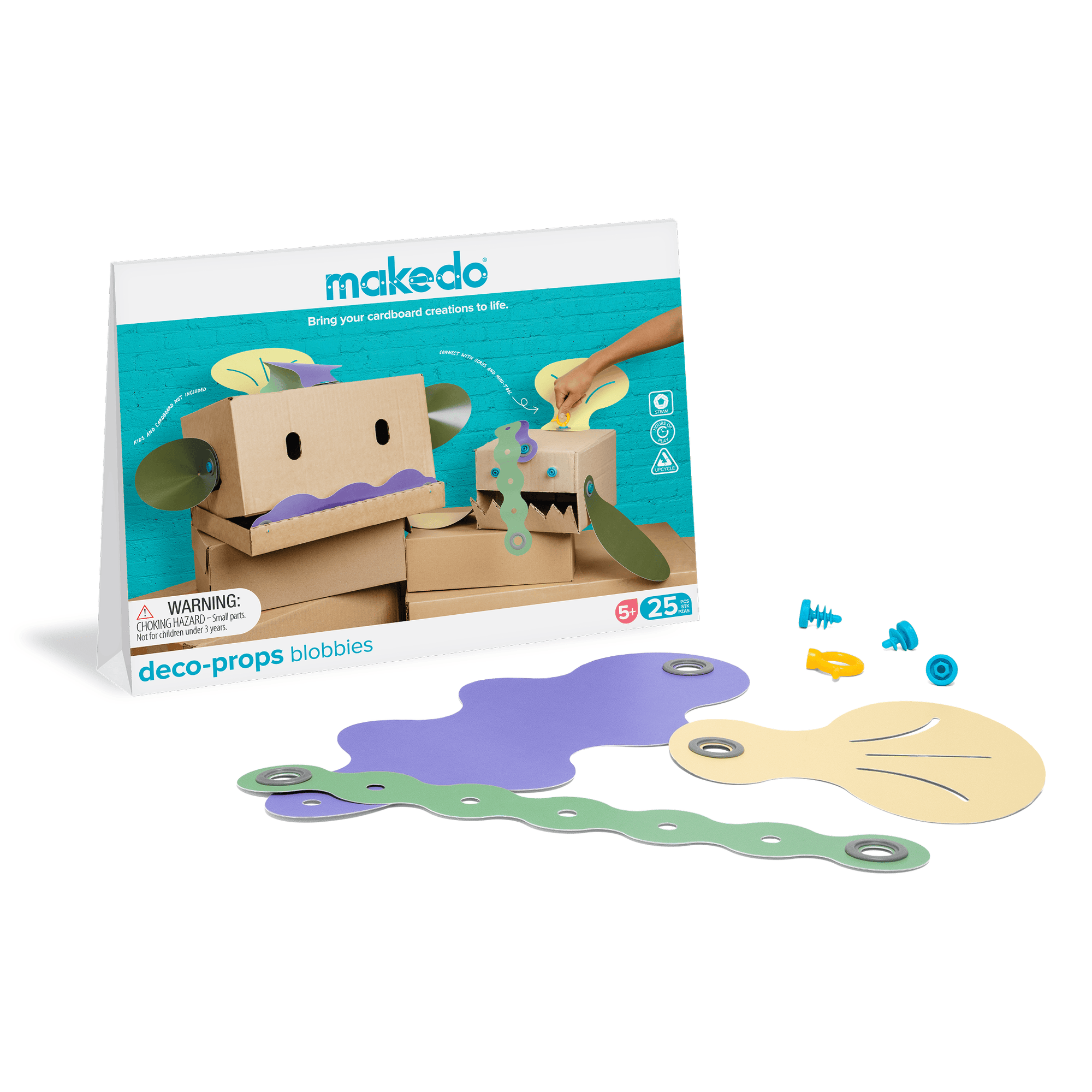 Makedo Deco-Props Blobbies pack with shapes and connectors spread in front