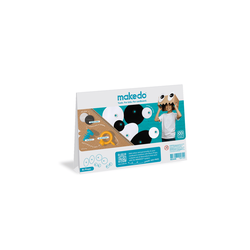 Makedo Deco-Props Googlies pack, back view.