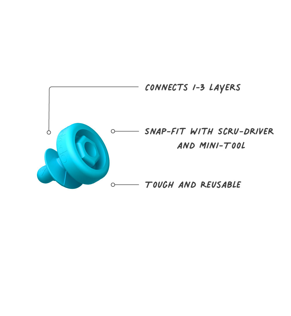 Makedo Scru cardboard connector features in detail