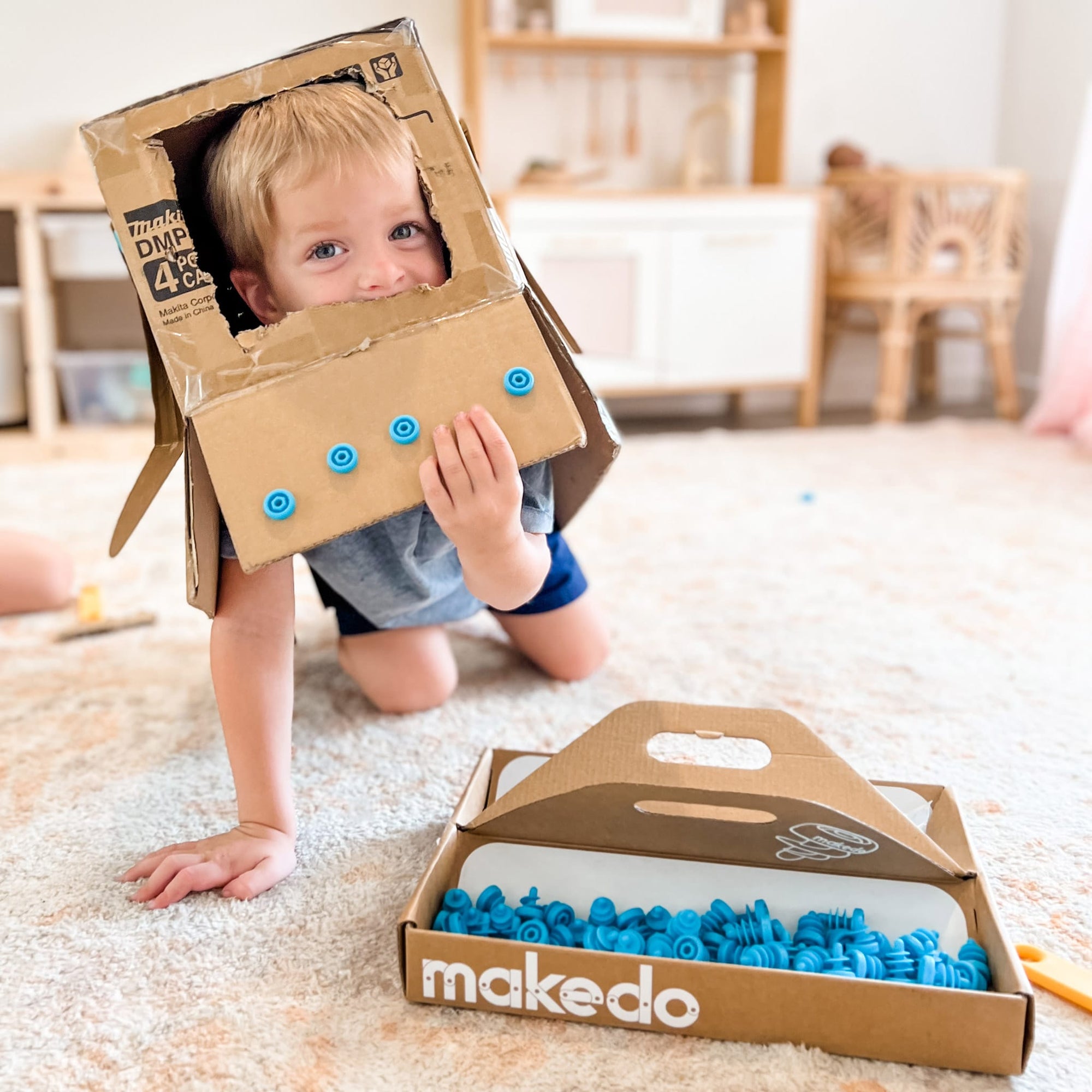 Makedo Explore JNR Toolbox - Cardboard Construction Tools for Kids - 50 Piece to